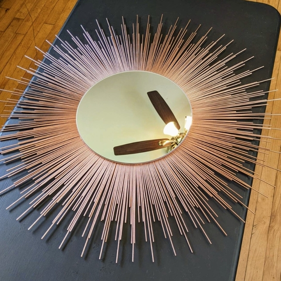 35" COPPER Sunburst Mirror Decorative Wall Mirror Home Decor - Picture 3 of 8